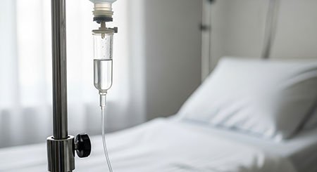 Капельница на фоне больничной палаты