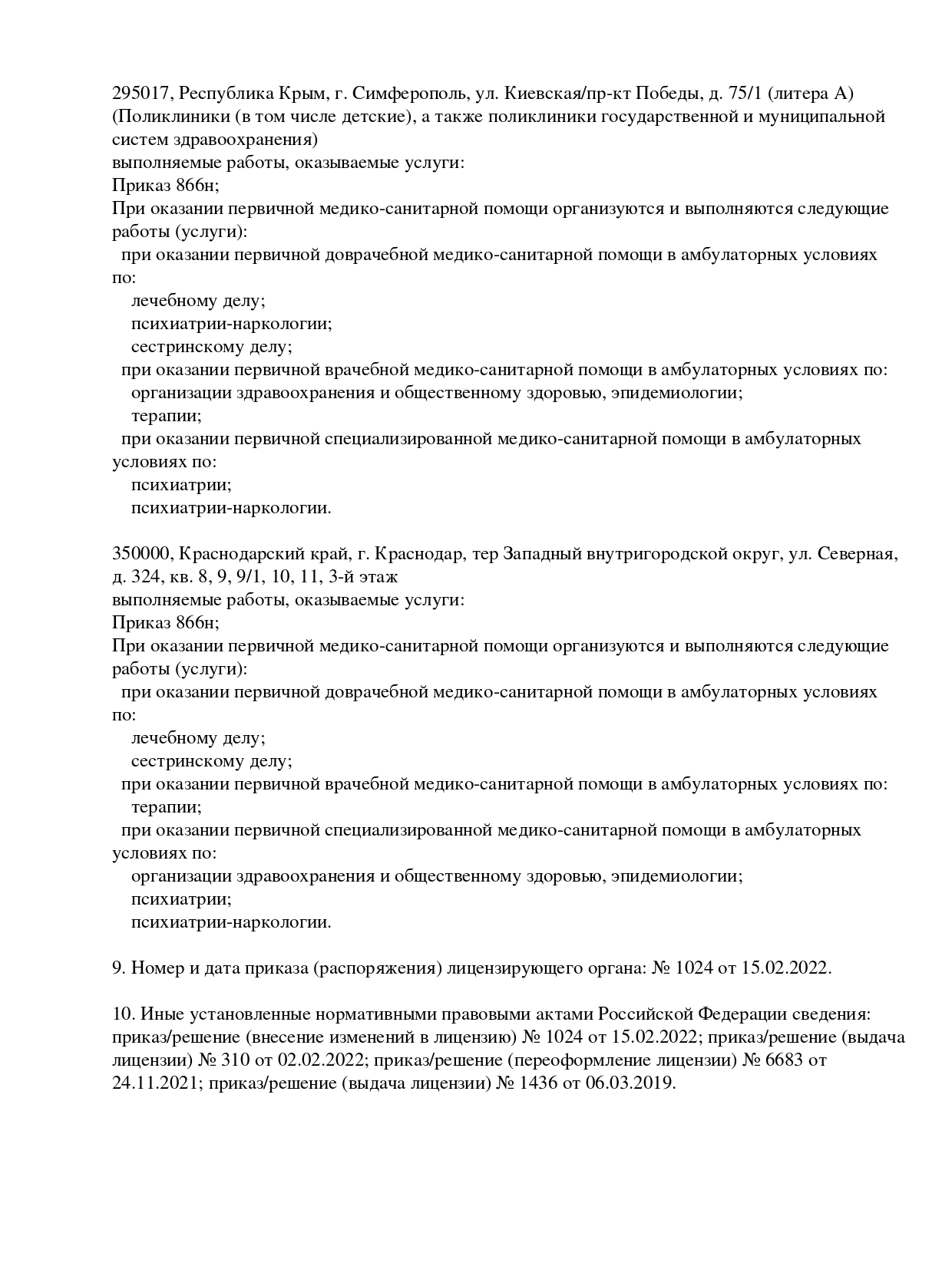 Выписка из реестра лицензий